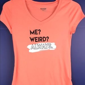 Joe Boxer Light Orange Tee “ Me? Weird? Size M